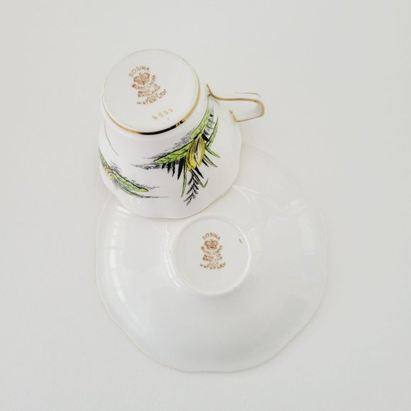 Rosina Water Lily Teacup & Saucer July Flower of the Month, Pink Black & Yellow - Picture 8 of 15